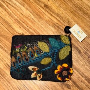 New Anthropology Rising Tide women Wool Floral black multicolor Clutch Purse NWT